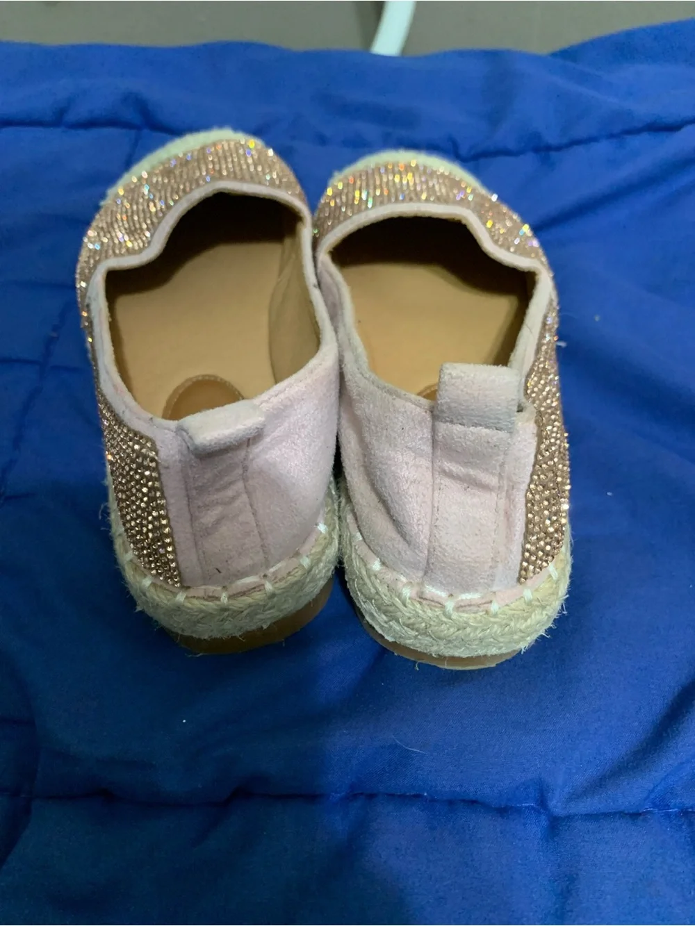 Lucky Top Girls Rose Gold Rhinestone Espadrille Flats Size 1